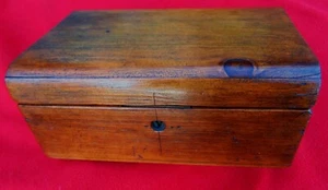 RARE 1800's ANTIQUE HANDMADE BEAUTIFUL WOODEN JEWELRY BOX ~ INSERT TRAY ~9" LONG - Picture 1 of 16