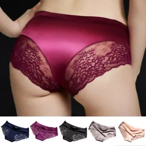 Shiny Satin Silky Knickers Sexy Briefs Women Underwear Lace Panties Seamless - Picture 1 of 18