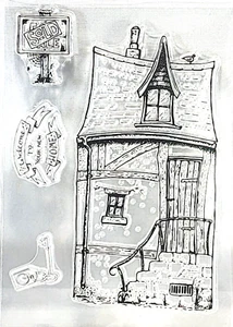 Halloween Home Rickety Old House Sold Sign Keys Clear Stamp Sheet 4.25" x 6" - Picture 1 of 1