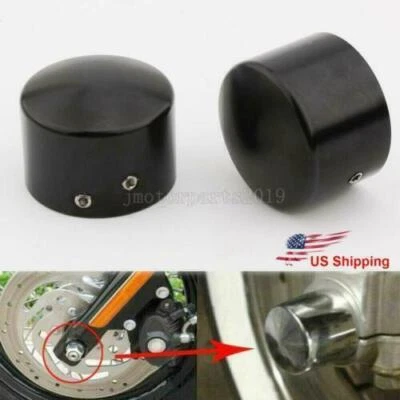2x Black Front Axle Cap Covers Nut For Harley-Davidson Sportster 1200 Iron 883 — 第 1/4 张图片