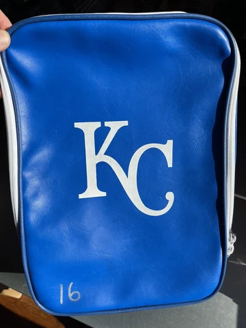 Player issued Kansas City Royals Pryor Sports personal bag. 3 hats and bat glove Cover