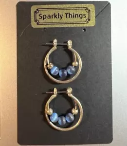 Vintage - 1" Orecchini a cerchio blu e argento - Foto 1 di 1