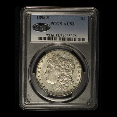 1898-S $1 Morgan Silver Dollar PCGS AU53 - Free Shipping USA - Image 1 of 3