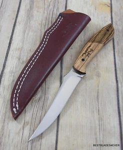 8.63 INCH BROWNING FEATHERWEIGHT CLASSIC FIXED BLADE KNIFE WITH LEATHER SHEATH - Picture 1 of 10