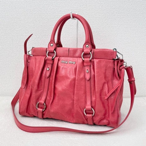 MIU MIU Borsa a tracolla donna Vitello Lux 2 vie nastro laterale rosa