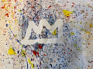Jacket Basquiat-inspired,Sz 10, Kids Suit, Hand-painted, Splatter, Crown, Blazer - Picture 1 of 10