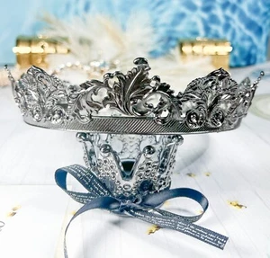 XLarge Royal King Crowns for Men, Vintage Prince Gun Metal Crown, Birthday Gift - Picture 1 of 7