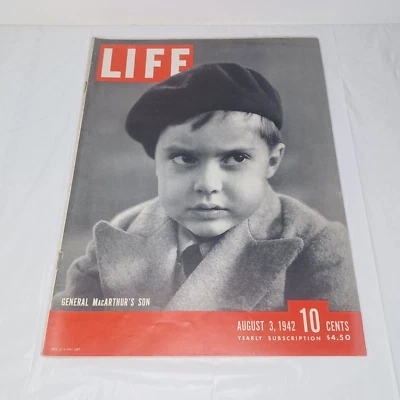 LIFE MAGAZINE August 3 1942 Gen MacArthur's Son WWII Renoir Planes Complete Ads Foto 1 de 2