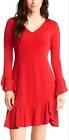 Karen Kane Womens Red Long Sleeve Short Length Sienna Dress 60158 Nwt