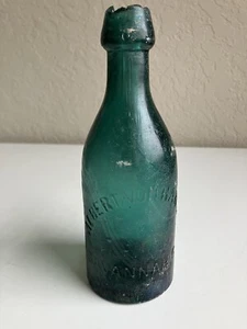 Albert Von Harten Glass TEAL Bottle SAVANNAH, GA Blob Pony Soda, EMBOSSED 1860'S - Picture 1 of 10