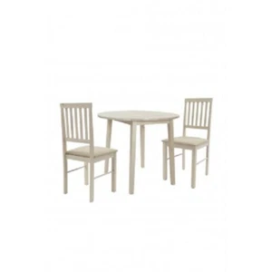 Kendal Solid Wood Extending Round Table & 2 Oak Chairs - Picture 1 of 8