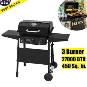 Durable Outdoor Propane Gas Grill 3Burner Cooking Patio Barbecue Stainless Steel