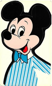 2 Vtg 1970s Mickey Mouse Walt Disney Productions Large 9" Blue Sticker New NOS - Picture 1 of 2