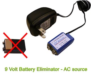 9 Volt Battery Eliminator Power Adapter - Universal Fit - 100-240VAC wall source - Picture 1 of 3