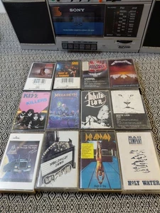 Vintage Rock Cassette Tapes Lot 12. Metallica-Ozzy-Megadeath-Kiss-Loudnesstested - Picture 1 of 11