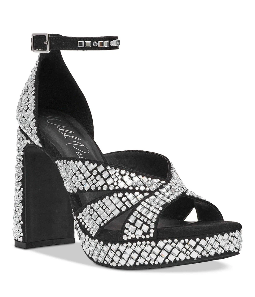 New.! Wild Pair Lydia’s Dress Rhinestones Platform Sandals Sz 8M Strap Gorgeous - Image 1 of 4