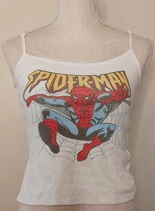 Vintage Spider-Man Tank Top Womens Small Babydoll Y2K Marvel Spaghetti Shirt - Picture 1 of 9