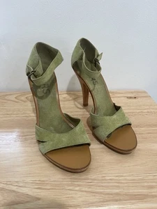 Michael Kors Suede Soft Green Open toe ankle strap fashion Size 7 .5 - Picture 1 of 5