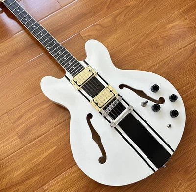 Guitarra Eléctrica Us Warehouse ES-335 Línea Blanco Negro Medio Cuerpo Hueco Pastilla HH Foto 1 de 4
