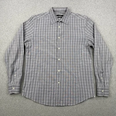 Camisa Z Zegna Para Hombres 17.5 44 Gris Camisa de Vestir a Cuadros Caída 8 Calce Botón Algodón Foto 1 de 4