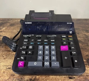 CASIO DR-120R Printing Calculator, Black 12 Digit Calculator Tested  - Picture 1 of 11