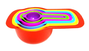 Measuring Cup Spoon Set 6 Pc Colorful Stackable Collapsible Baking Kitchen Tool - Picture 1 of 7