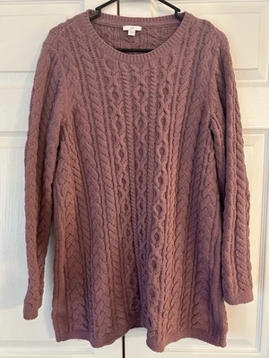 NWOT J.Jill Women’s Purple Crew Neck Pullover Cable Knit Sweater Blouse Size M - Image 1 of 4