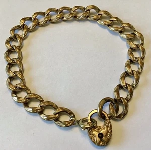 ANTIKES ART DECO ARMBAND GOLD GEFÜLLT HERZ VORHÄNGESCHLOSS UM 31 - Bild 1 von 2