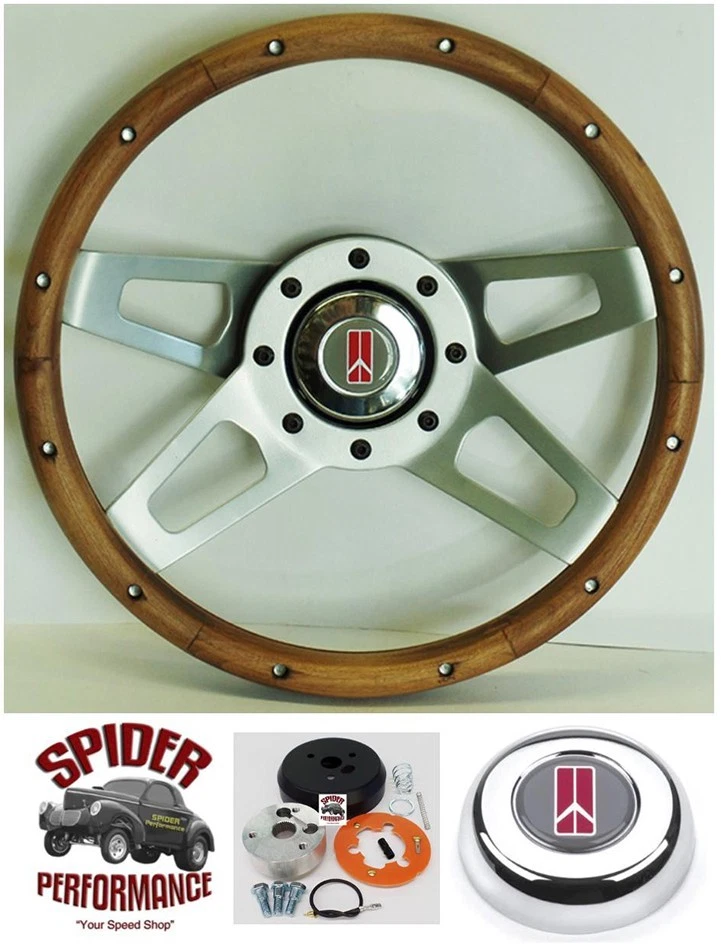 1969-1989 Oldsmobile wood steering wheel 13 1/2" WALNUT - Image 1 of 4