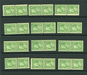 US Scott # 604 MNH OG 1924 1¢ Franklin Perf 10 Horiz Coil Line Pair VF-XF - Bild 1 von 1