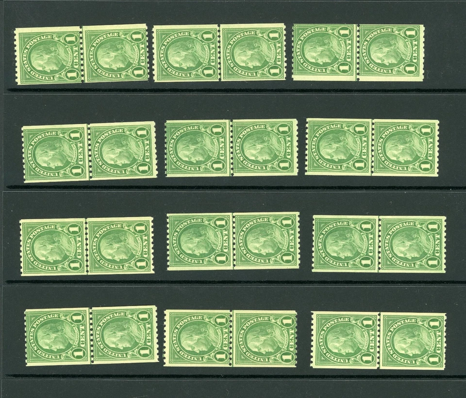 US Scott # 604 MNH OG 1924 1¢ Franklin Perf 10 Horiz Coil Line Pair VF-XF - Image 1 of 1