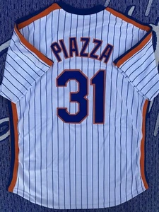 MIKE PIAZZA New York Mets Retro Throwback Baseball Jersey Size XL - Picture 1 of 10