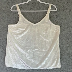 Colleen Lopez Crushed Velvet Camisole Tank Top Adjustable Straps Cream Med. Neu - Bild 1 von 6