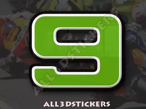3D Stickers Resin Domed NUMBER 9 NINE - Color Green - 25 mm(1 inch) Adhesive - Picture 1 of 1