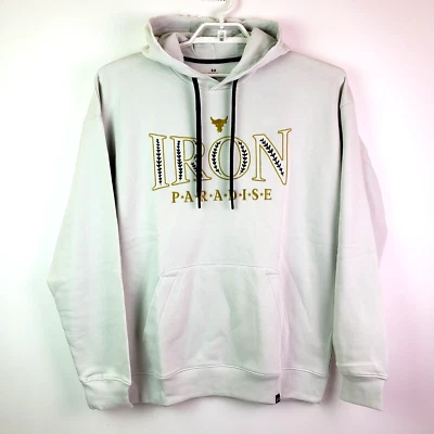 Under Armour Project Rock Rival Mens Size XL White Pullover Hoodie Sweatshirt - Image 1 of 4