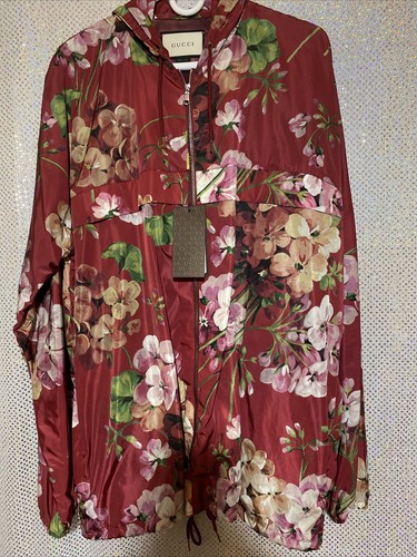 Felpa con cappuccio Gucci Camicia Geraniums Floreale Rava Sienna Giacca con Cerniera Taglia 58 Taglia $1800