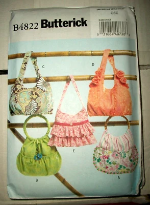Butterick 4822 Pattern Ruffle Bag Handbag Purse 5 Styles UNCUT FF OOP 2006 - Image 1 of 3