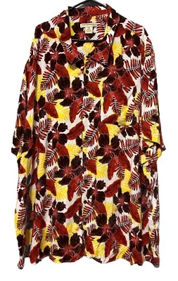 Camisa havaiana masculina Island Passport tamanho 5XL floral manga curta 100% rayon - Imagem 1 de 4