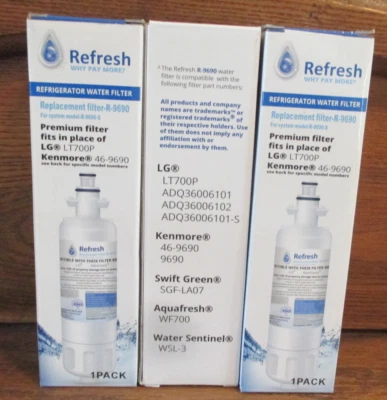 ****** 3 REFRIGERATOR WATER FILTERS LG LT700P OR KENMORE 46-9690 ****** - Image 1 of 3