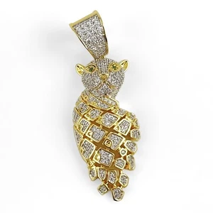 2.10Ct Round VVS1/D Diamond LEOPARD Pendant 14K Yellow Gold Finish - Picture 1 of 7