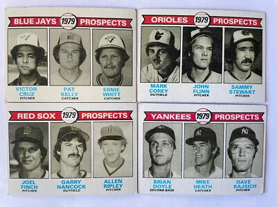 1979 Topps 4 cards - AL East Prospects - Blue Jays - Orioles - Red Sox - Yankees - Image 1 of 4