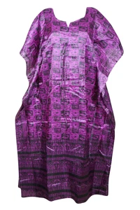 PURPLE Maxi Kaftan Printed Maternity Loose Bikini Cover Up Recycle Caftan XL