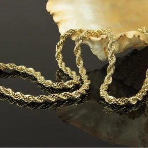 CADENA ESTILO CORDA DE ORO AMARILLO DE 18 KT ELECTRO PLATINADO - Picture 1 of 3