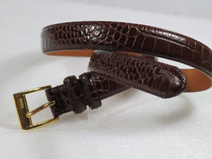 Ex cond!POLO Ralph Lauren ALLIGATOR emboss Belt leather M/30" 1"w $120 - Picture 1 of 8