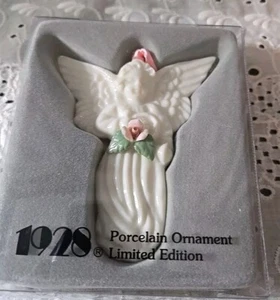 VINTAGE 1928 PORZELLAN ENGEL WEIHNACHTSSCHMUCK IN BOX NACHLASS BISKUITROSE - Bild 1 von 5