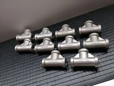 LOT OF (10) MERIT BRASS "1/8 304 STAINLESS STEEL PIPE TEE "BSP"ENDS 150 PSI. - Image 1 of 4