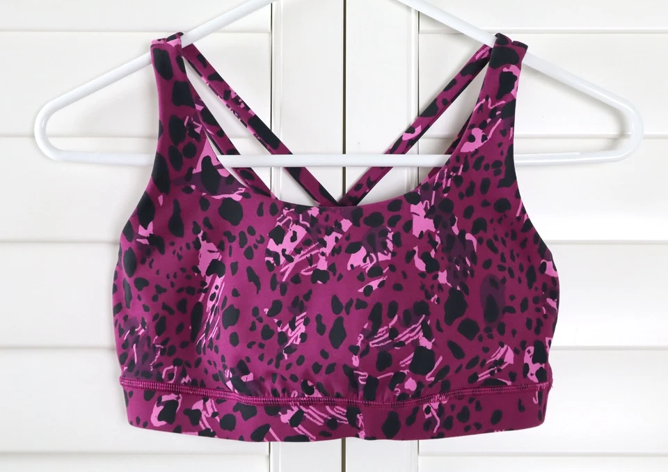 Sutiã esportivo LULULEMON Athletica rosa estampa de leopardo impacto leve tamanho 6 - Imagem 1 de 3