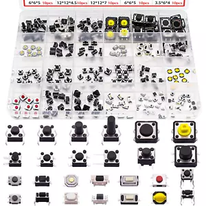 260Pcs Micro Momentary Tact Switch Tactile Push Button Switch 26 Values 4 Pin/3 - Picture 1 of 12