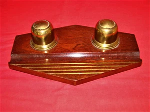 Ancien encrier en acajou et laiton Art Deco - Picture 1 of 10