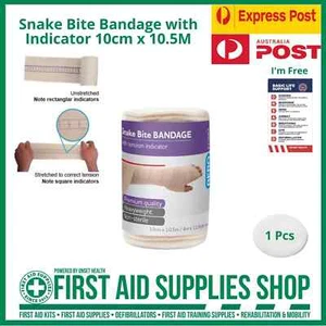 1 X (10CM X 10.5M) EXTRA LONG SNAKE BITE BANDAGE WITH COMPRESSION INDICATOR - Picture 1 of 3